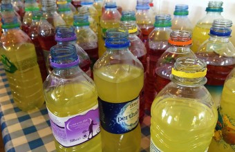 Drink bottles filled